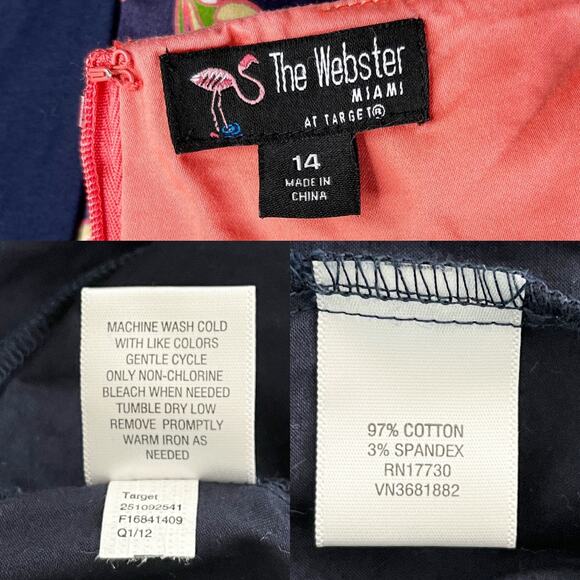 The Webster Miami Target Shift Dress 14 Sleeveless Lightweight Navy Coral - Picture 4 of 14